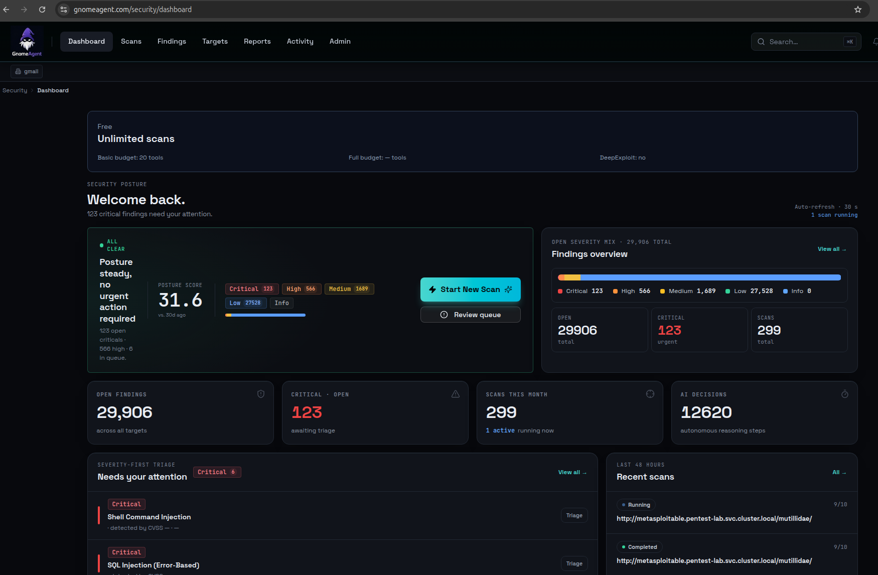 GnomeAgent — dashboard